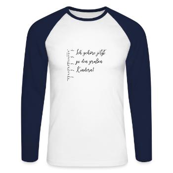 Ich gehöre jetzt zu den großen Kindern - Unisex Baseballshirt langarm - Weiß/Navy - Vorne - Nik (191cm)