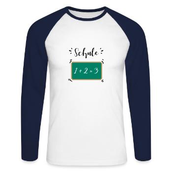 Schule - Unisex Baseballshirt langarm - Weiß/Navy - Vorne - Nik (191cm)