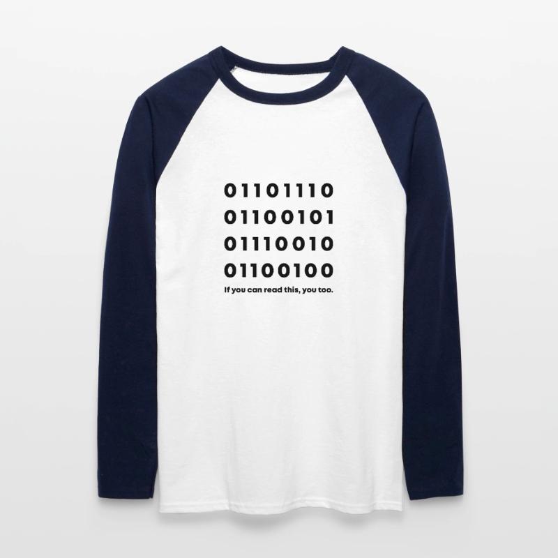 Binary Code Nerd Unisex Long Sleeve Baseball T-Shirt