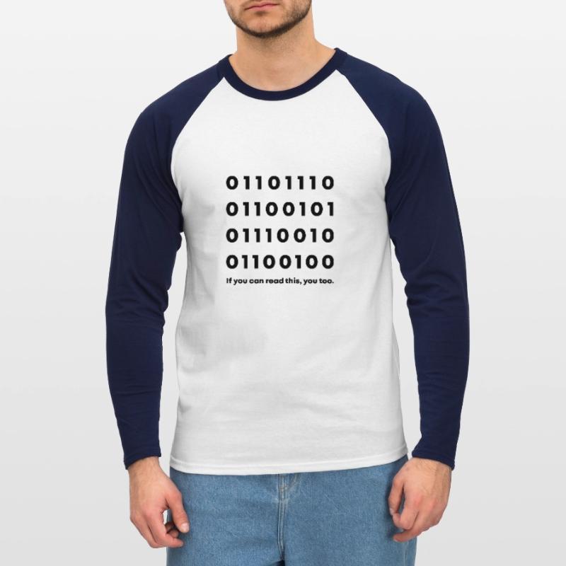 Binary Code Nerd Unisex Long Sleeve Baseball T-Shirt