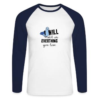 Taubenzüchter Tauben Geschenk Brieftaube Vogel - Unisex Baseballshirt langarm - Weiß/Navy - Vorne - Nik (191cm)