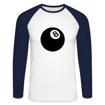 Black ball billiard 8 2509 - Unisex Long Sleeve Baseball T-Shirt - white/navy - Front - Nik (191cm)