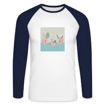 Fleurs d'été - Unisex Baseballshirt langarm - Weiß/Navy - Vorne - Nik (191cm)