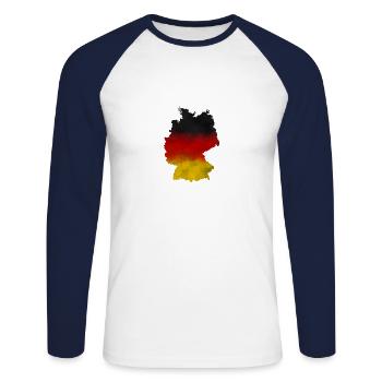 Germany - flag - Unisex Long Sleeve Baseball T-Shirt - white/navy - Front - Nik (191cm)
