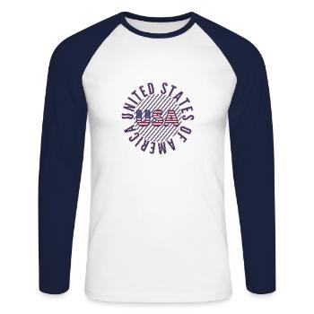 USA - Unisex Baseballshirt langarm - Weiß/Navy - Vorne - Nik (191cm)