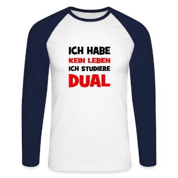 Duales Studium - Unisex Baseballshirt langarm - Weiß/Navy - Vorne - Nik (191cm)