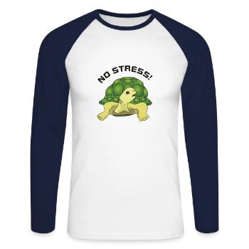 pas de stress - T-shirt baseball manches longues Homme - blanc/marine - Devant - Nik (191cm)