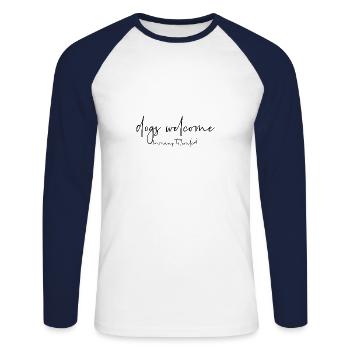 Les chiens accueillent les humains tolérés - T-shirt baseball manches longues Homme - blanc/marine - Devant - Nik (191cm)