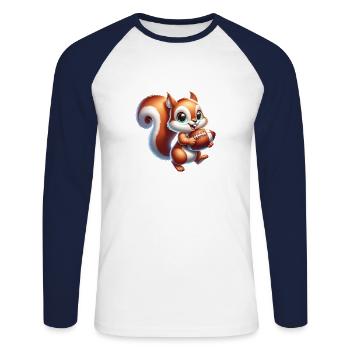 American Football Squirrel Nuts Animal Lover - Unisex Long Sleeve Baseball T-Shirt - white/navy - Front - Nik (191cm)