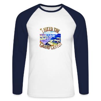 J’ai fait une randonnée dans le Grand Canyon Arizona Men Women - T-shirt baseball manches longues Homme - blanc/marine - Devant - Nik (191cm)