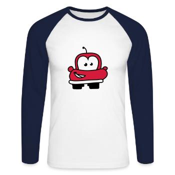 autos__funny_car_3c - Unisex Baseballshirt langarm - Weiß/Navy - Vorne - Nik (191cm)