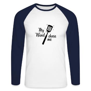 my wand chose me kochen - Unisex Baseballshirt langarm - Weiß/Navy - Vorne - Nik (191cm)