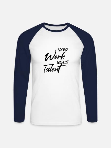 Hard work beats talent - Unisex Long Sleeve Baseball T-Shirt - white/navy