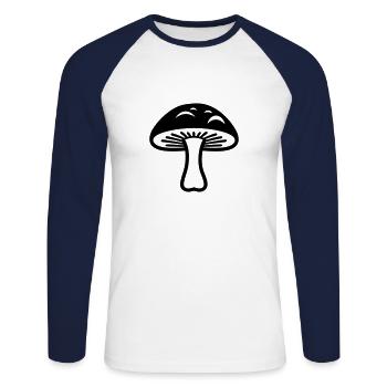 Pilz - Unisex Baseballshirt langarm - Weiß/Navy - Vorne - Nik (191cm)