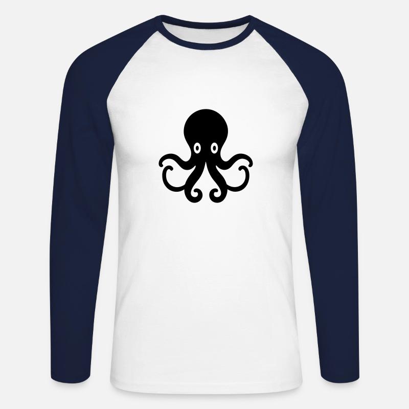 Krake - Unisex Baseballshirt langarm - Weiß/Navy