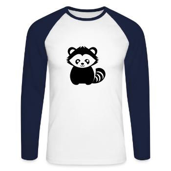 panda roux - T-shirt baseball manches longues Homme - blanc/marine - Devant - Nik (191cm)