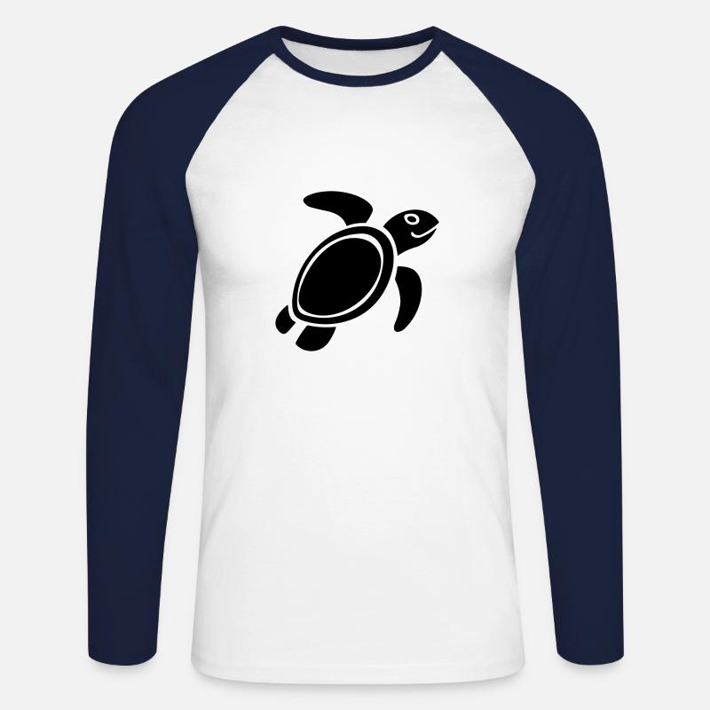 Schildkröte - Unisex Baseballshirt langarm - Weiß/Navy