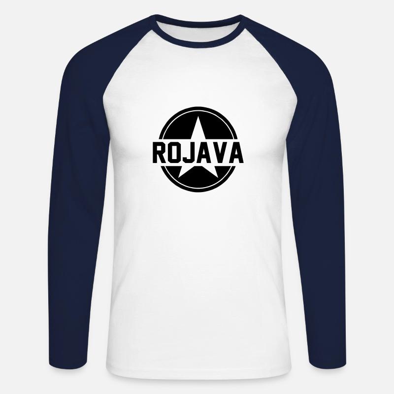 rojava kurdistan - Unisex Baseballshirt langarm - Weiß/Navy
