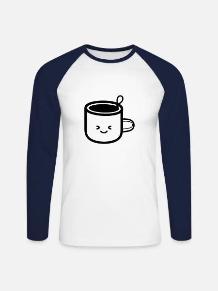 Kaffeebecher - Unisex Baseballshirt langarm - Weiß/Navy