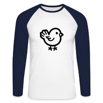 Küken - Unisex Baseballshirt langarm - Weiß/Navy - Vorne - Nik (191cm)