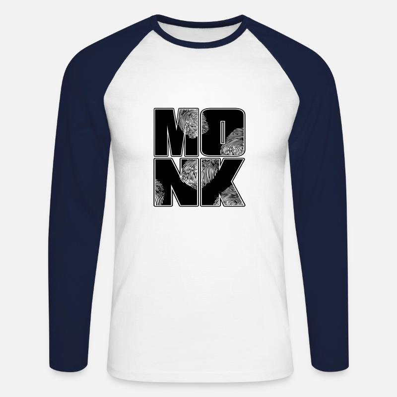 Farbe änderbar | Monk - Unisex Baseballshirt langarm - Weiß/Navy