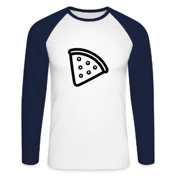 part de pizza - T-shirt baseball manches longues Homme - blanc/marine - Devant - Nik (191cm)