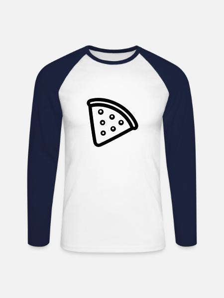 Pizza slice - Unisex Long Sleeve Baseball T-Shirt - white/navy