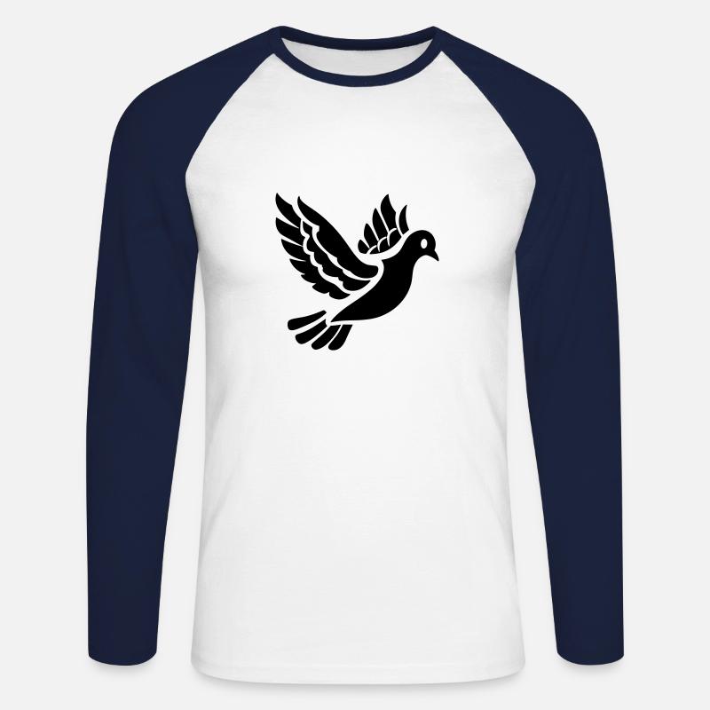 Taube - Unisex Baseballshirt langarm - Weiß/Navy
