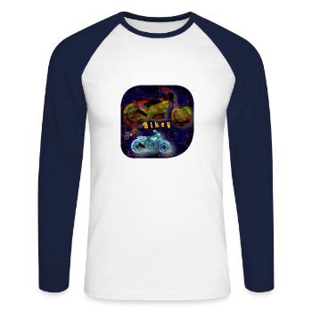 Bikey - Club WoW - Unisex Long Sleeve Baseball T-Shirt - white/navy - Front - Nik (191cm)