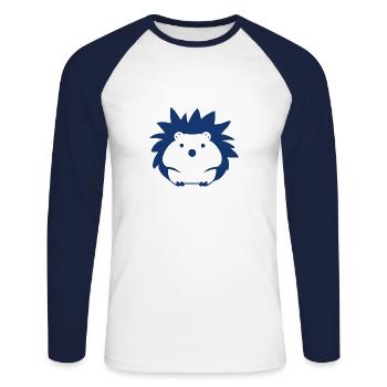 Hérisson - T-shirt baseball manches longues Homme - blanc/marine - Devant - Nik (191cm)