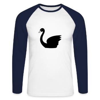 Schwan - Unisex Baseballshirt langarm - Weiß/Navy - Vorne - Nik (191cm)