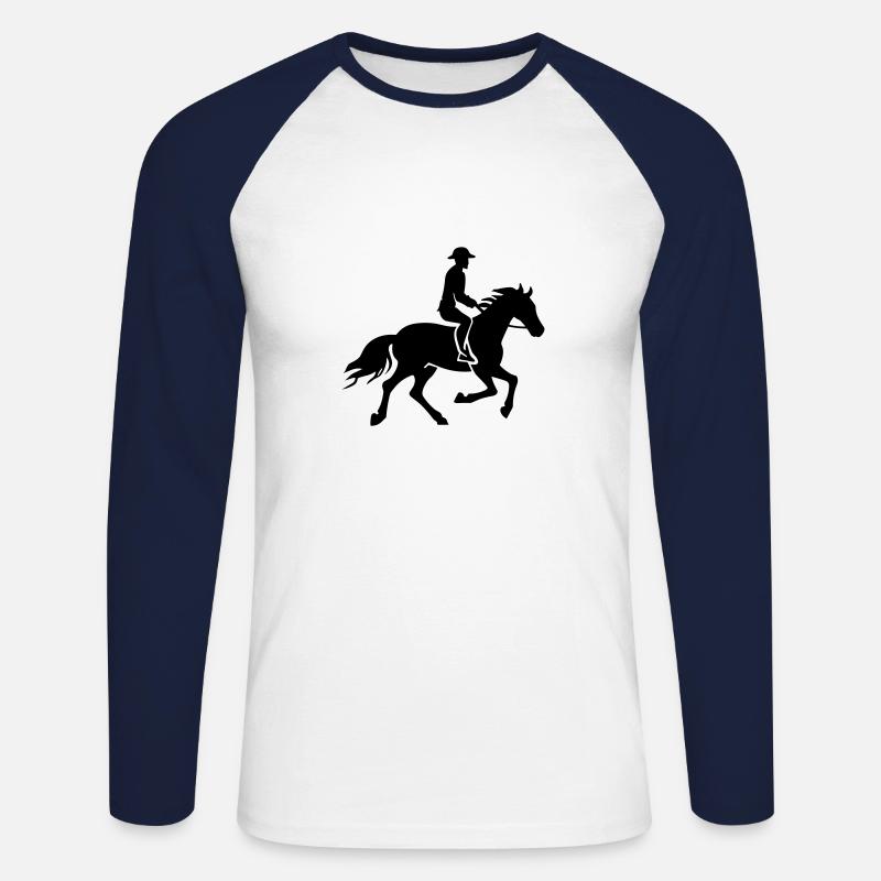 Reiter Pferd Reiter - Unisex Baseballshirt langarm - Weiß/Navy