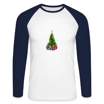 Tannenbaum - Unisex Baseballshirt langarm - Weiß/Navy - Vorne - Nik (191cm)