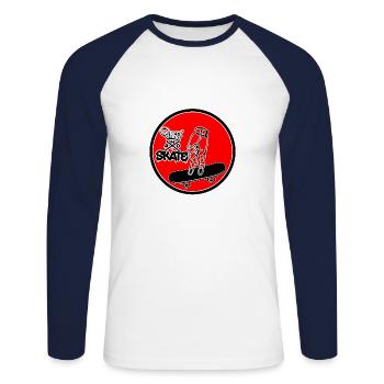 Skate Or Die - Unisex Long Sleeve Baseball T-Shirt - white/navy - Front - Nik (191cm)