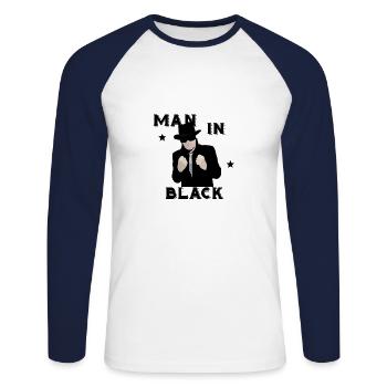 Homme en style noir Cadeau rétro cool - T-shirt baseball manches longues Homme - blanc/marine - Devant - Nik (191cm)
