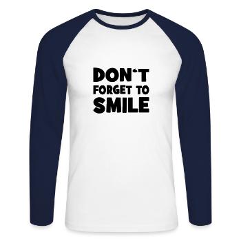 Sourire - T-shirt baseball manches longues Homme - blanc/marine - Devant - Nik (191cm)
