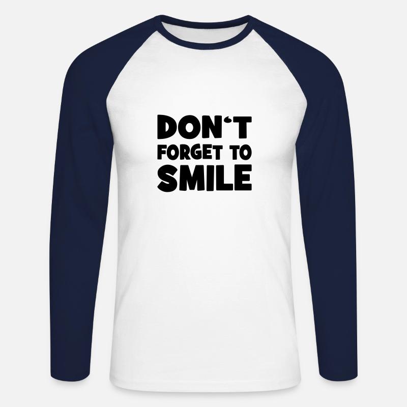 Lächeln - Unisex Baseballshirt langarm - Weiß/Navy