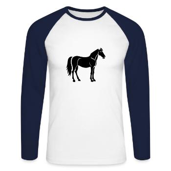 Cheval - T-shirt baseball manches longues Homme - blanc/marine - Devant - Nik (191cm)