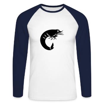Crevette - T-shirt baseball manches longues Homme - blanc/marine - Devant - Nik (191cm)
