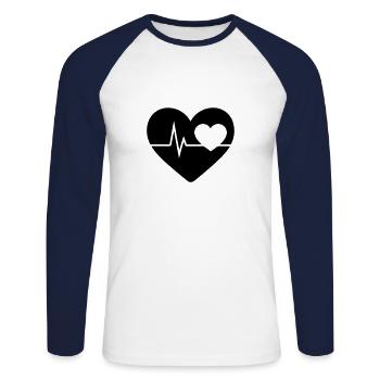 heartbeat - Unisex Long Sleeve Baseball T-Shirt - white/navy - Front - Nik (191cm)