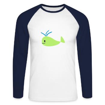 Whale - Unisex Long Sleeve Baseball T-Shirt - white/navy - Front - Nik (191cm)