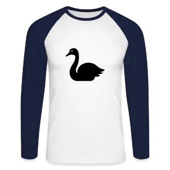 Cygne - T-shirt baseball manches longues Homme - blanc/marine - Devant - Nik (191cm)