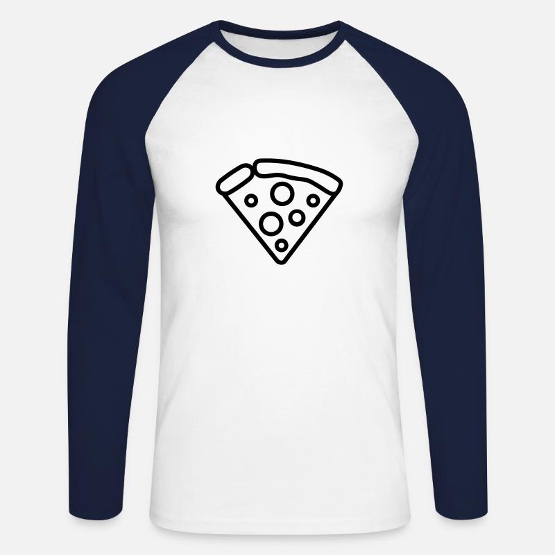 Pizzastück - Unisex Baseballshirt langarm - Weiß/Navy