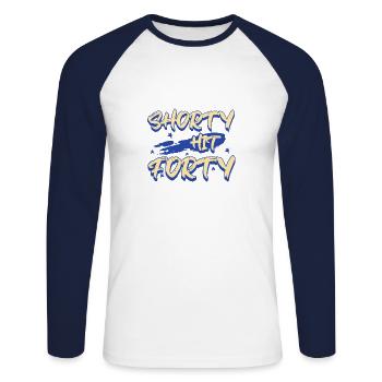 Shorty Hit Forty Hello Forties Wird 40. Geburtstag - Unisex Baseballshirt langarm - Weiß/Navy - Vorne - Nik (191cm)