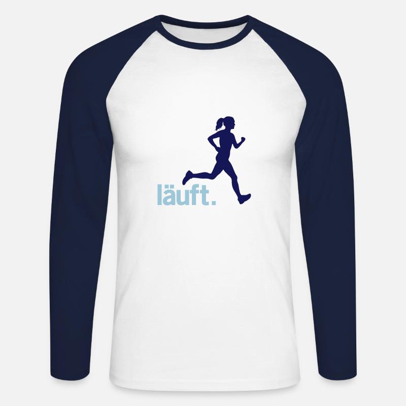 Läuferin Frau läuft. Vector - Unisex Baseballshirt langarm - Weiß/Navy