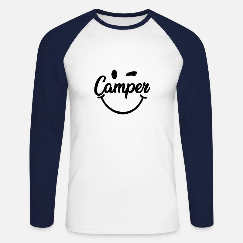 Camping - Unisex Baseballshirt langarm - Weiß/Navy