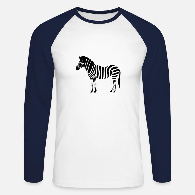 Kleines Zebra - Unisex Baseballshirt langarm - Weiß/Navy
