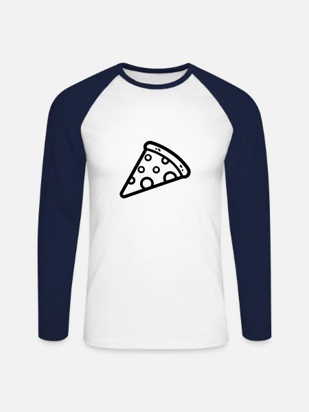 Pizza slice - Unisex Long Sleeve Baseball T-Shirt - white/navy