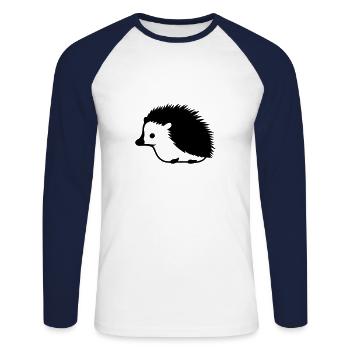 Hérisson - T-shirt baseball manches longues Homme - blanc/marine - Devant - Nik (191cm)