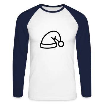 Christmas hat - Unisex Long Sleeve Baseball T-Shirt - white/navy - Front - Nik (191cm)